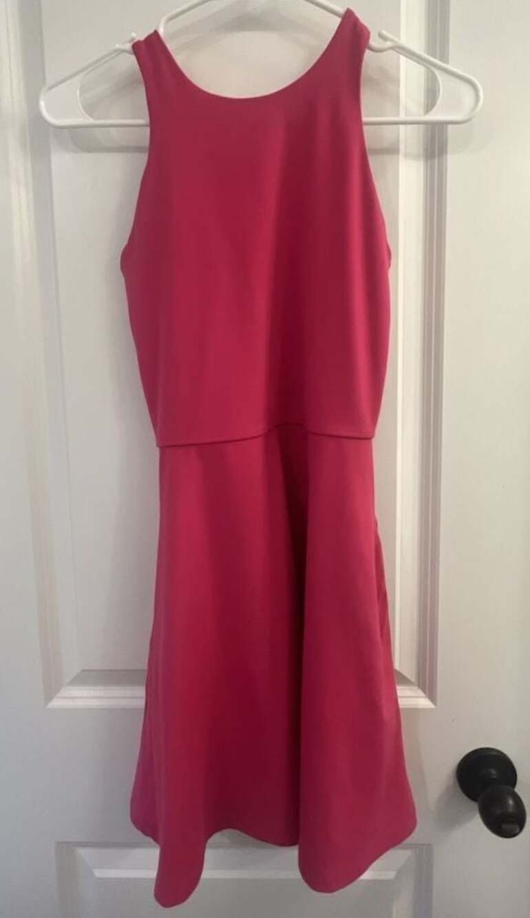Athleta Conscious Dress High Neck Athletic Mini Dress in Hot Pink